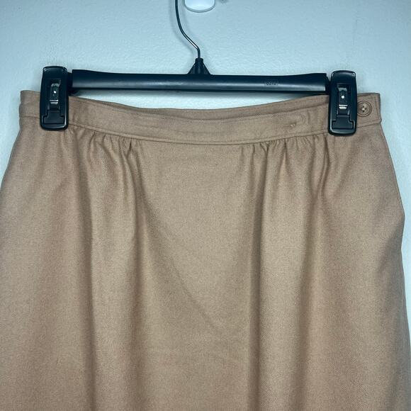 VTG Pendleton Wool Skirt Sz 12 Tan Academia Prep Old Money Ivy League Neutral - Picture 2 of 11